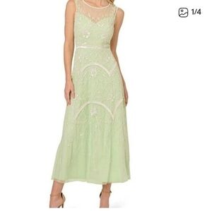 $329 Adrianna Papell All Over Beaded Mesh Dress Sz 6 Special Occassion Wedding